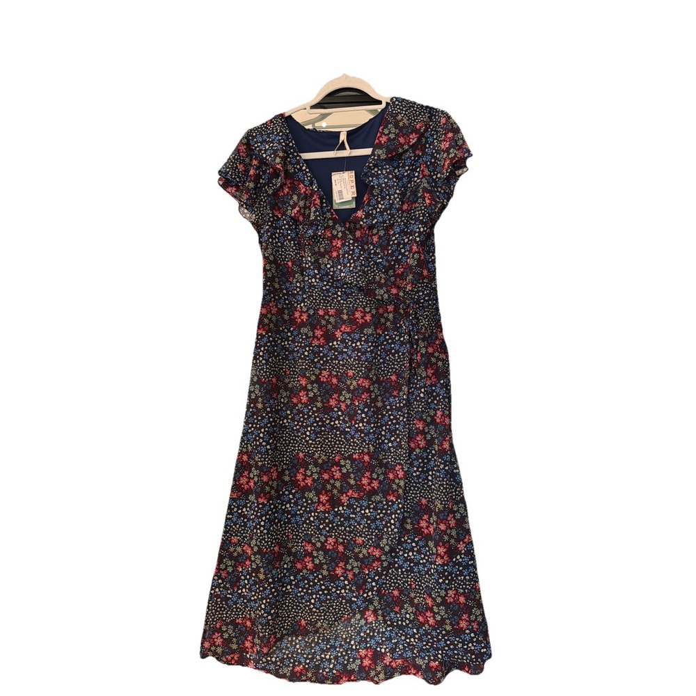 EMBER Cap Sleeve Wrap/Robe Semi-Sheer Floral Print Summer Dress  NWT Size‎ S.